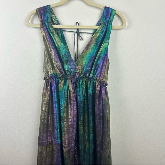 Betsey Johnson Liquid Rainbow Metallic Tiered High Low formal dress size: S - Picture 4 of 16